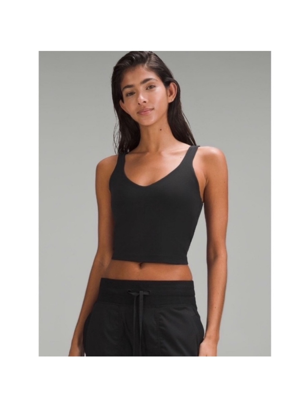 lululemon athletica Black V-Neck Cropped Tank Top